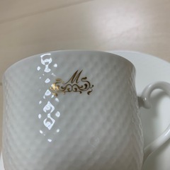 ボーンチャイナ カップ＆ソーサー イニシャルM&Y ホワイト 2セットの画像