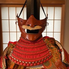 真田氏家紋（六文銭）鎧、兜　　　赤糸威赤鎧二枚胴具足の画像