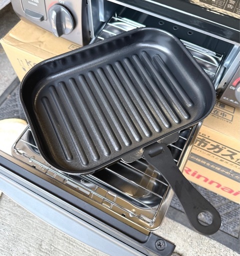 お引取り限定 美品 25年製 リンナイ 都市ガス用コンロ 2口ガステーブル KG35NBKR 右強火力 グリル未使用