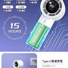 Boomax ハンデｨファン 【100段階風量・苦手な夏が楽になる】携帯扇風機 手持ち扇風機 卓上扇風機 5000mAh 大容量バッテリー 6枚羽根 爆風力・瞬間冷感 最大15時間動作 30dB静音 角度調整 DCモーター type-C USB充電式 小型扇風機 強風 ミニファン スタント付き 携帯便利 安全設計 旅行/キャンプ/アウトドア/通勤/花火大会などに適用 (ホワイト)の画像