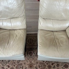 リクライニングソファ　イタリアンレザー　グレージュの画像