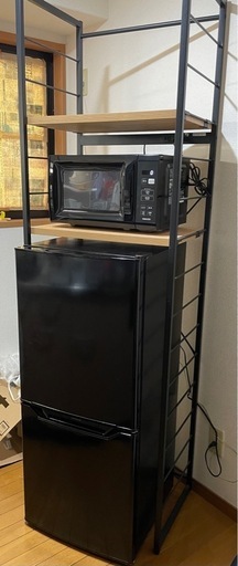 山善家電3点セット＋ラック【冷蔵庫・電子レンジ・家電収納ラック・軽量クリーナー】