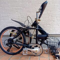 整備済! フルカスタム 折りたたみ 自転車 シマノ 6段変速 サスペンション 新品リアキャリア お買い得！【大阪】の画像