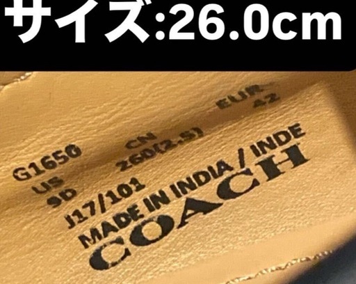 26.0cm COACH コーチ G1650  ローファー レザー 厚底 ブラック