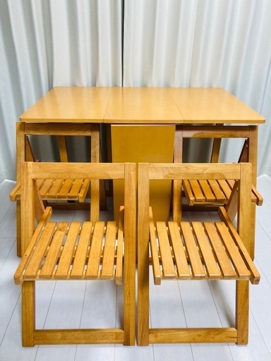 折りたたみダイニングテーブル　イスセット