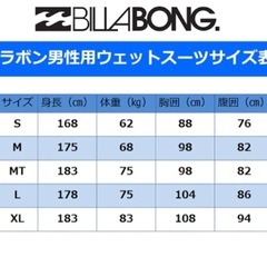 ビラボン　ウエットスーツの画像