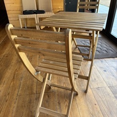 【引き取り限定】IKEA イケア ガーデンテーブルチェア4セット