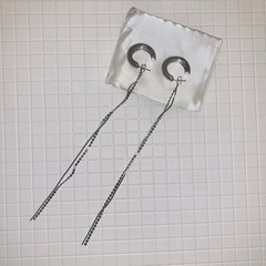 シルバー フープピアス ロングチェーン　レディース　メンズ　アクセサリー　チェーンピアス　の画像
