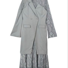 美品　AMERI UND SUIT DOCKING LACE DRESS M アメリヴィンテージ　ワンピース　スーツワンピース　レースワンピース　フォーマル　オケージョンドレス　Mサイズ　グレー　灰色　の画像