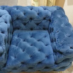 ベルベット生地｜チェスターフィールド｜1人掛ソファ①の画像