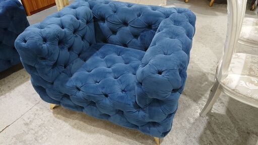 ベルベット生地｜チェスターフィールド｜1人掛ソファ②