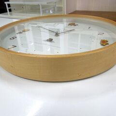 ディズニー くまのプーさん 木枠 壁掛け時計 ウッドパーツクロック 直径31.5cm 3針 アナログ インテリア 札幌市 新道東店の画像