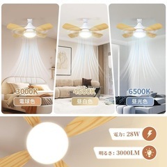 【新品未使用品】シーリングファンライト LED 扇風機 28W E26正逆回転切り替え 無階段調光調色 DCモーター 6-8畳の画像