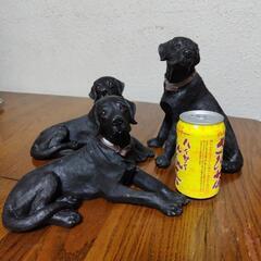 犬の置物 3体セット（ラブラドールレトリバー・黒）の画像