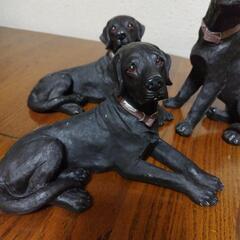 犬の置物 3体セット（ラブラドールレトリバー・黒）の画像