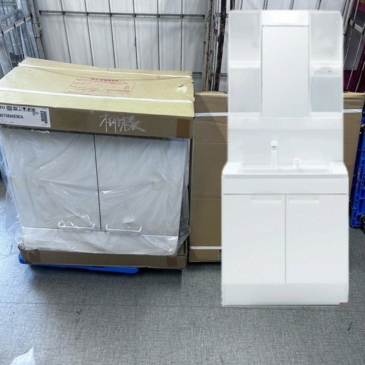 6130【未開封品】LDPB075BAGEN2A+LMPB075B1GDC1G VシリーズTOTO 洗面化粧台 1面鏡（高さ1800mm対応） 幅75cm LED エコミラーあり 2枚扉タイプ 扉カラー：ホワイト