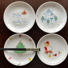 クリスマス柄　お皿4枚セットの画像