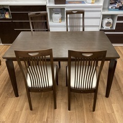 ジモティー限定価格！S202⭐ 大塚家具 ダイニング5点セット カンナD2T タモダーク 幅140cm USEDの画像