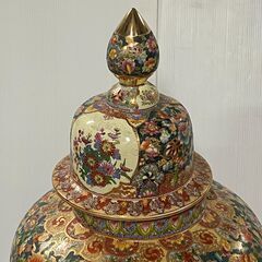 大型壺115cm 年代物三段飾壺　伝統工芸品　大和絵の画像