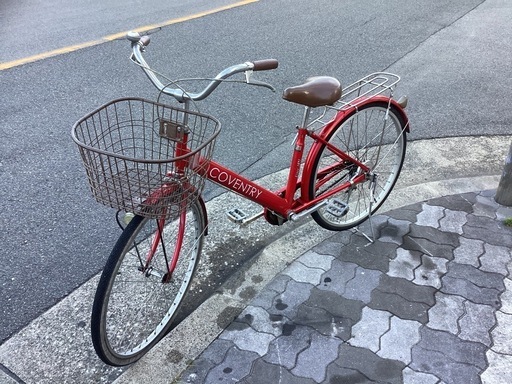 ♪ジモティー特価♪２６型ストレート１本フレーム　赤い中古自転車