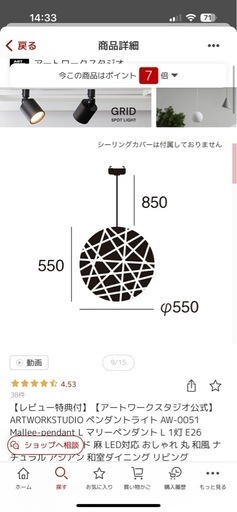 アートワークスタジオ　ペンダントライト　S
