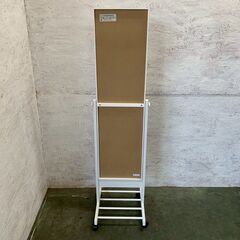 【ジモティ限定特価】キャスター付き 姿見ミラー ホワイト 可動式 姿見 全身鏡 家具 美品 Y1743の画像