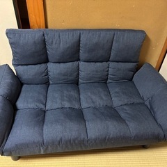 〔朝まで20%オフ〕デニム色二人がけソファー
