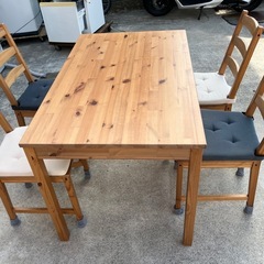 【IKEA/ヨックモック/廃盤品】ダイニングテーブルセット　机　テーブル　椅子　イス　チェア　木製　家具 JOKKMOKKの画像