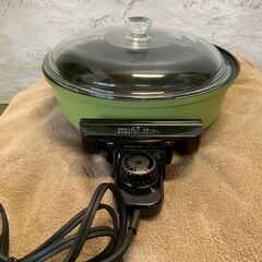 【National】ナショナル 電気自動鍋 NF-050 だんらん鍋 中古美品 ヘラ付 昭和レトロ グリーン 電気調理器 調理家電 鍋 ホットプレート A0027の画像