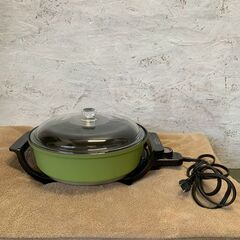 【National】ナショナル 電気自動鍋 NF-050 だんらん鍋 中古美品 ヘラ付 昭和レトロ グリーン 電気調理器 調理家電 鍋 ホットプレート A0027の画像