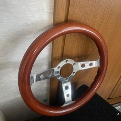 ウッド　ハンドル　3スポークステアリングホイール 32.5パイ32.5cm 丸穴の画像