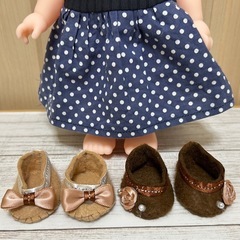 人形の靴2点セット  フェルト レミンちゃん ソランちゃんなどに ハンドメイド ❁¨̮の画像