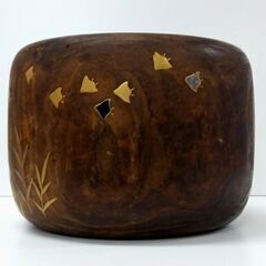 時代物 金蒔絵 螺鈿細工 火鉢 直径：約25cm 手あぶり 骨董 古民家 古道具 茶器 茶道具 木製 レトロ 伝統工芸 札幌市 中央区 南12条の画像