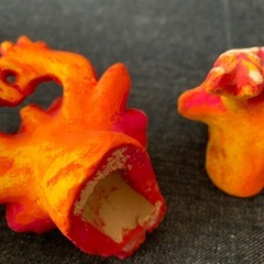 美品　カラフルシーサー陶器置物の画像