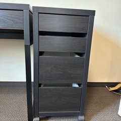 IKEA ミッケ デスク＋ワゴン セット（ブラックブラウン） の画像