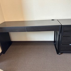 IKEA ミッケ デスク＋ワゴン セット（ブラックブラウン） 