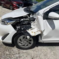 左F側事故車 現状販売 試運転可 車検残有り 修理して乗って頂ける方に！H30 アクア ETC/ナビ・バックカメラ付きの画像