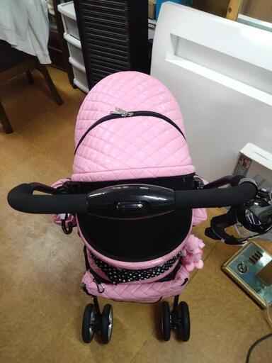 姫系【美品】ラグジュアリーなピンクのペットカート通気性抜群＆大容量収納付 姫系ラグジュアリーなピンクのペットカート通気性抜群＆大容量収納付