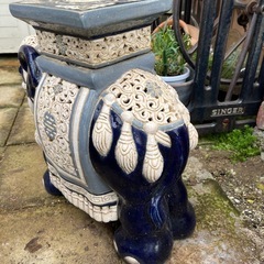 陶器　象　花台の画像
