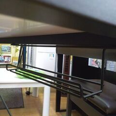 フリーデスク 幅100×奥55㎝ ダークブラウン×ブラック 棚付き PCデスク ワークデスク 机　西岡店の画像