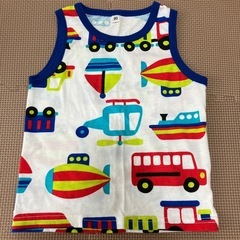 ベビー　のりものタンクトップ　90㎝　男の子働く車気球ヨットヘリ...