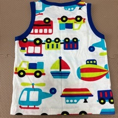 ベビー　のりものタンクトップ　90㎝　男の子働く車気球ヨットヘリコプターバスの画像