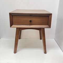 ニトリ Nフィルン 引出し付 サイドテーブル ウォールナット材 横幅40cm奥行42cm高さ45cm 定価24990円★買取帝国 志木店の画像
