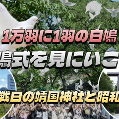 珍しい白鳩の放鳩式(ほうきゅうしき)。終戦記念日の靖国神社と昭和...