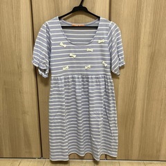 値下げ‼️【1着240円】ボーダー　リボン半袖チュニック　美品の画像