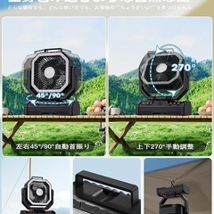 決まりました！  【48000mAh 怪物ファンプラス版】Issufel キャンプ 扇風機 充電式 最大150時間連続使用 風量4段階調節 強力送風 7色調光 SOSライト の画像