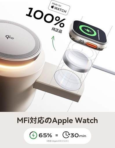  THREEKEY 3in1 MFI Qi2 PSE認証 ワイヤレス充電器