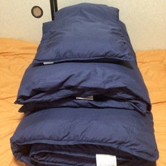 ３点セット　シングル 布団　枕 式布団　掛け布団　紺色