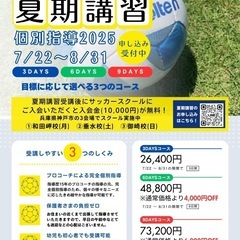 【兵庫県で幼児から小学生を対象に夏休み夏期講習/サッカー個人レッ...
