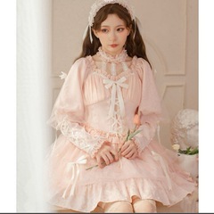 ロリータドレス❣️甘クール レディース パーティードレス ゴシック ピンク Mの画像